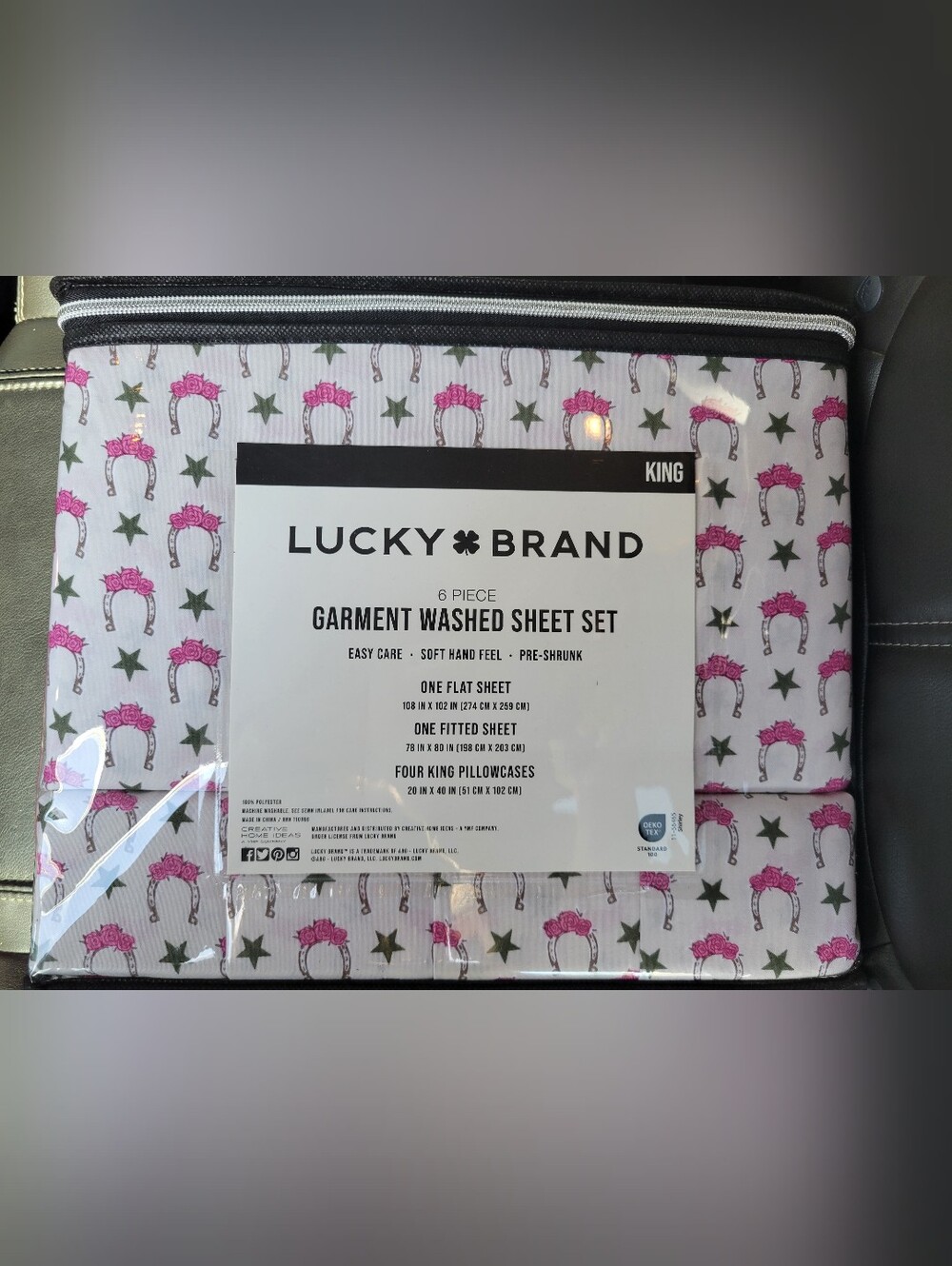 Lucky Brand Home Sheet Set King Horseshoes and Flowers